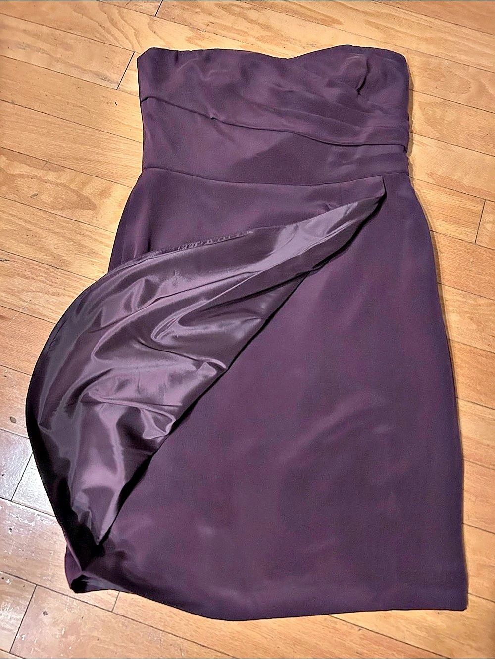 NWT Ann Taylor 100% Silk Strapless Cocktail Dress - Lush Plum Size 10